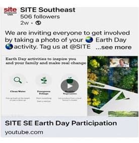 SITE SE Earth Day Participation. We are inviting everyone to get involved by taking a photo of your Earth Day activity.