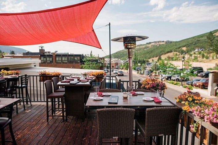 Shabu outdoor dining on the roof overlooking downtown Park City